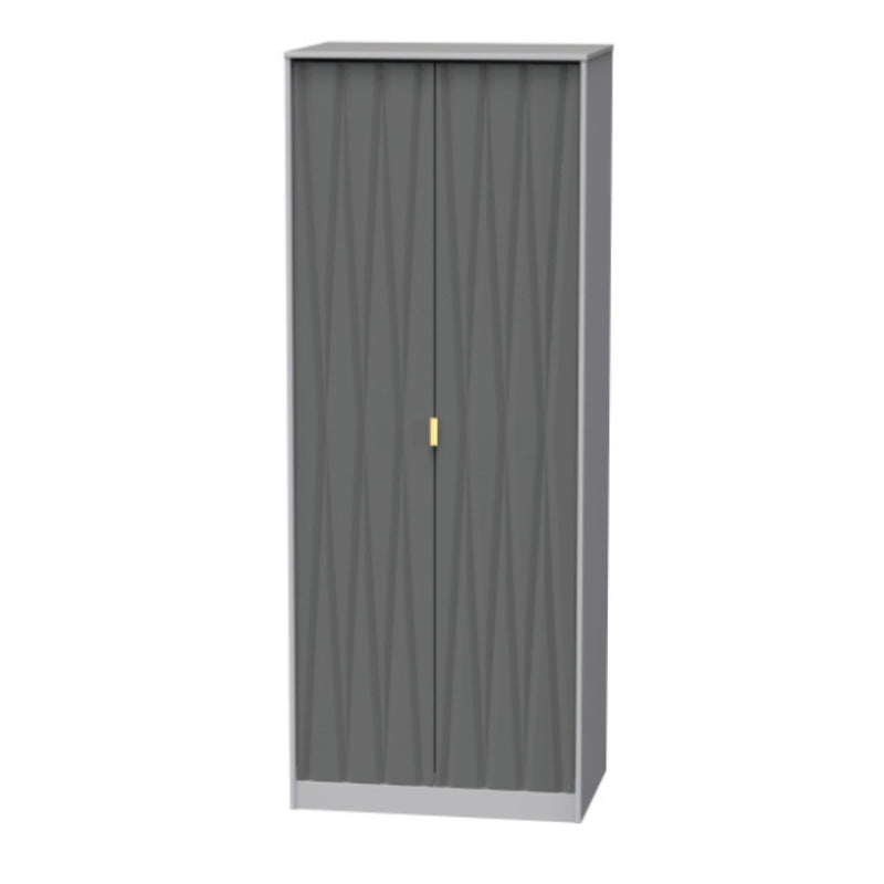 Glitz Ready Assembled Wardrobe with 2 Doors  - Shadow Matt & Grey