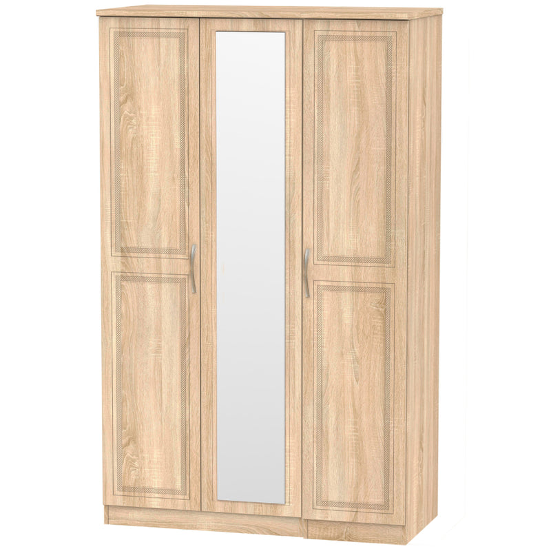 Dakar Ready Assembled Wardrobe with Triple Mirror  - Modern Oak