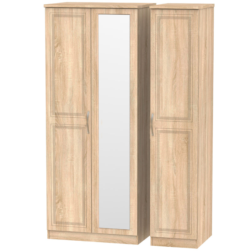 Dakar Ready Assembled Wardrobe with Triple Mirror  - Modern Oak