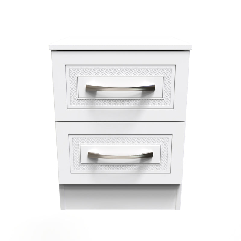 Dakar Ready Assembled Bedside Table with 2 Drawers  - Signature White