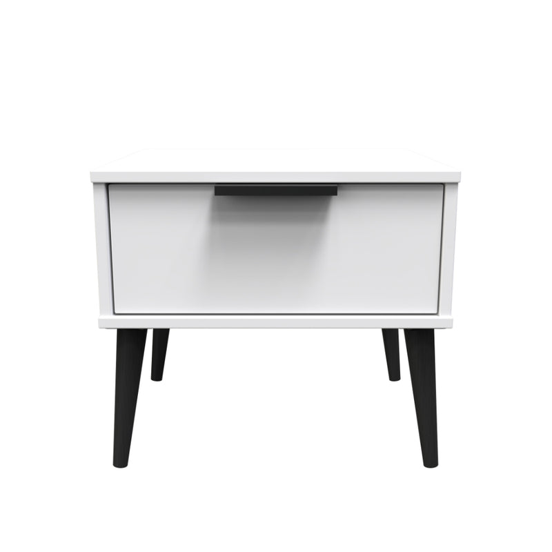 Helsinki Ready Assembled Bedside Table with 1 Drawer  - White Matt