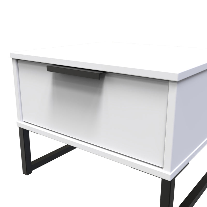 Havana Ready Assembled Bedside Table with 1 Drawer  - White Matt