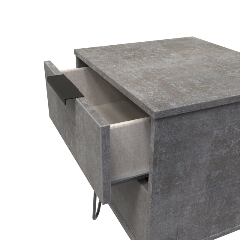 Haiti Ready Assembled Bedside Table with 2 Drawers  - Pewter