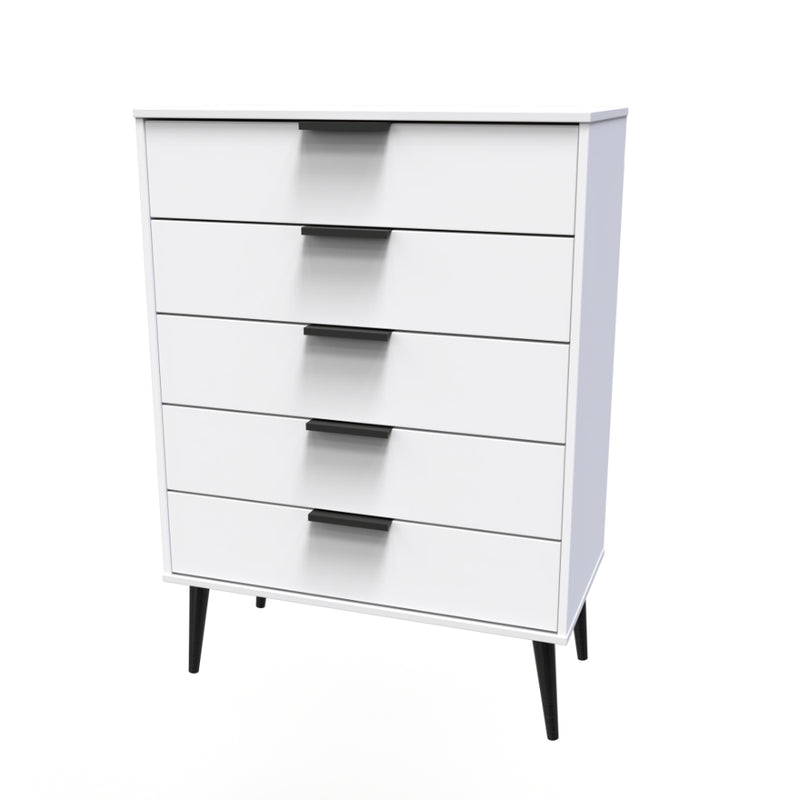 Helsinki Ready Assembled Chest of Drawers with 5 Drawers  - White Matt