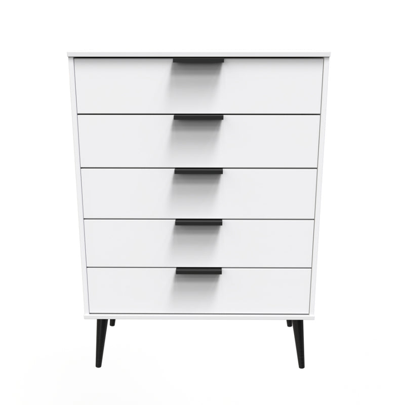 Helsinki Ready Assembled Chest of Drawers with 5 Drawers  - White Matt