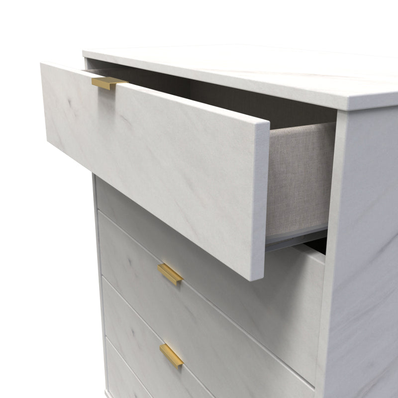 Harare Ready Assembled Chest of Drawers with 5 Drawers  - Marble