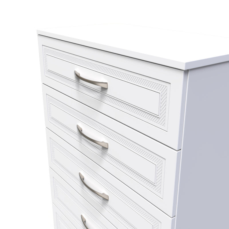 Dakar Ready Assembled Chest of Drawers with 5 Drawers  - Signature White