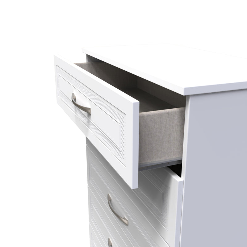 Dakar Ready Assembled Chest of Drawers with 5 Drawers  - Signature White