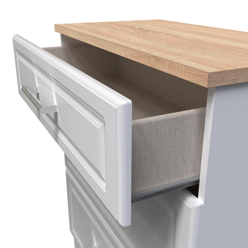 Kingston Ready Assembled Deep Chest of Drawers with 3 Drawers  - White Ash & Bardolino Oak