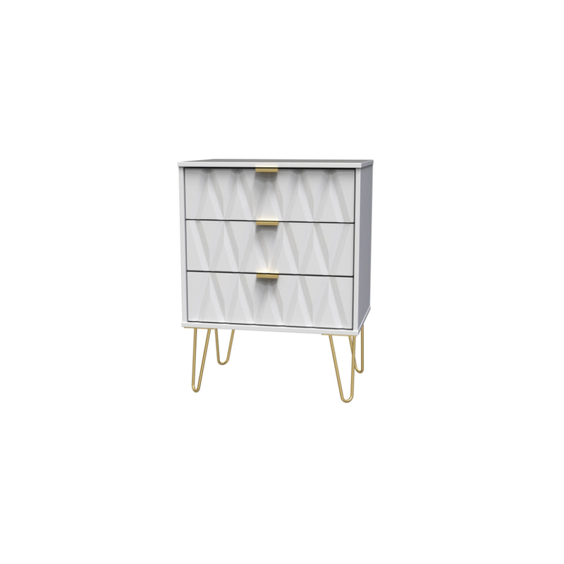 Glitz Ready Assembled Chest of Drawers with 3 Drawers  - White Matt & White