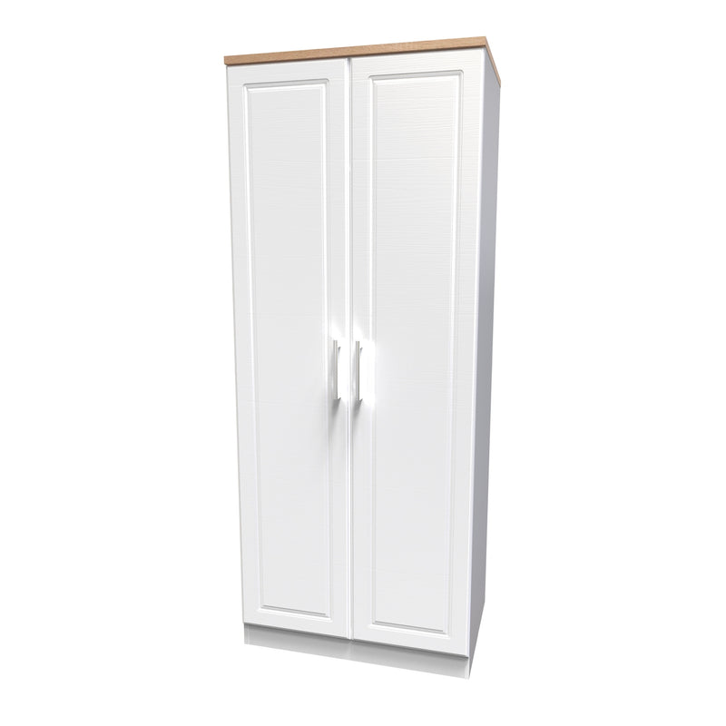 Kingston Ready Assembled Wardrobe with 2 Doors  - White Ash & Bardolino Oak