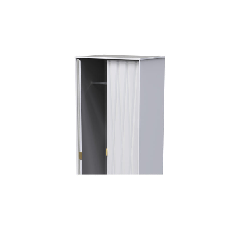 Glitz Ready Assembled Wardrobe with 2 Doors  - White Matt & White