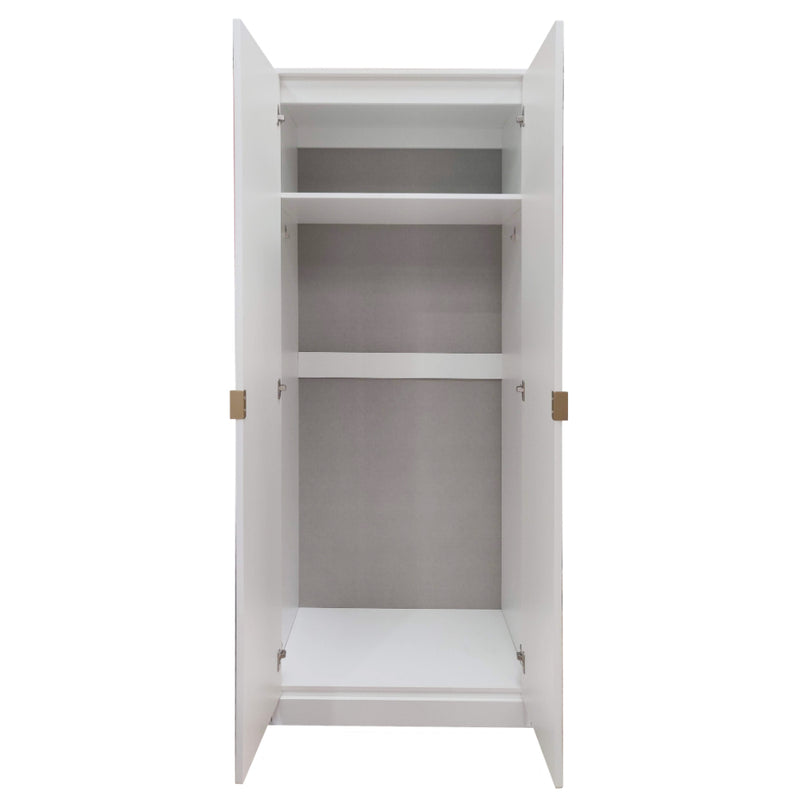 Glitz Ready Assembled Wardrobe with 2 Doors  - White Matt & White