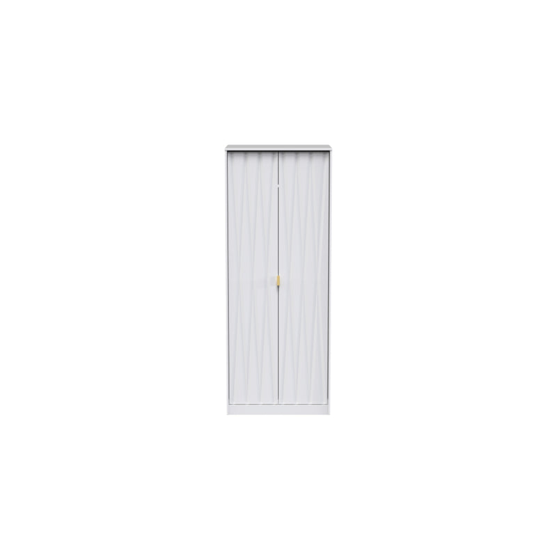 Glitz Ready Assembled Wardrobe with 2 Doors  - White Matt & White