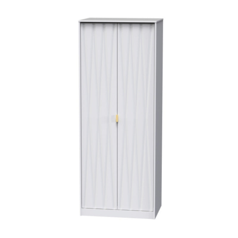 Glitz Ready Assembled Wardrobe with 2 Doors  - White Matt & White