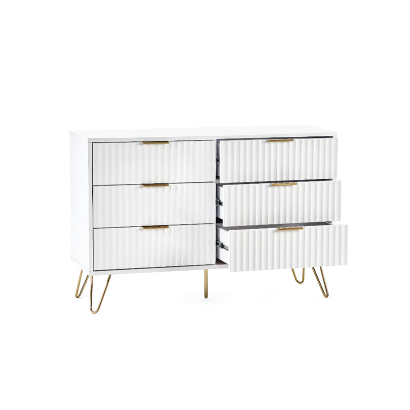 Murano Chest of Drawers with 6 Drawers - Matt White