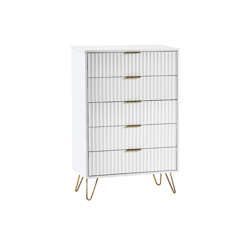 Murano Chest of Drawers with 5 Drawers 1.2m - Matt White