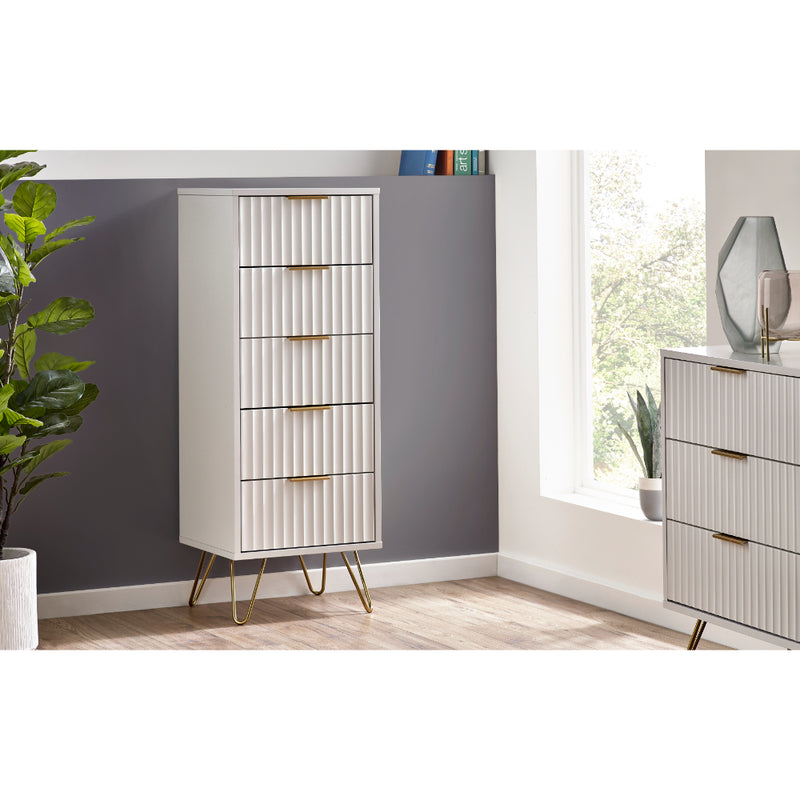 Murano Chest of Drawers with 5 Drawers Tallboy 1.2m - Matt White