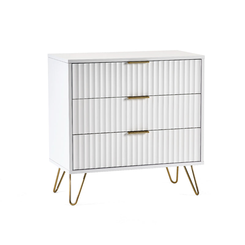 Murano Chest of Drawers with 3 Drawers 80cm - Matt White