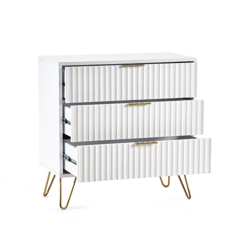 Murano Chest of Drawers with 3 Drawers 80cm - Matt White