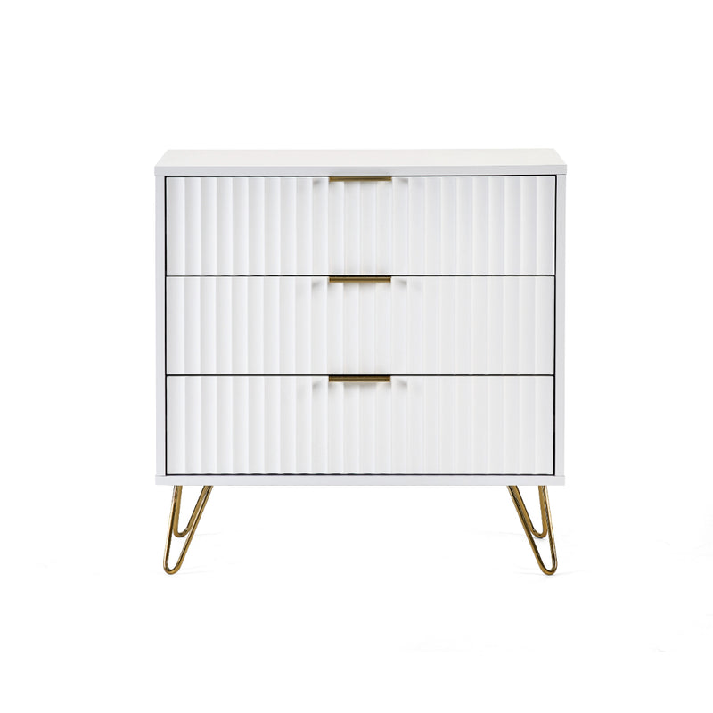 Murano Chest of Drawers with 3 Drawers 80cm - Matt White