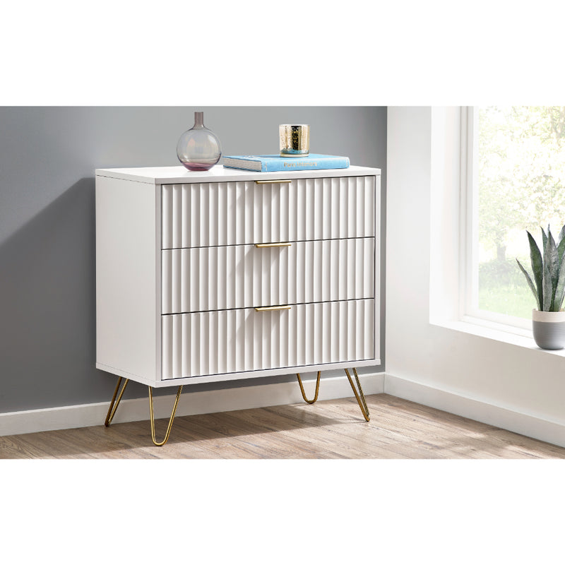 Murano Chest of Drawers with 3 Drawers 80cm - Matt White