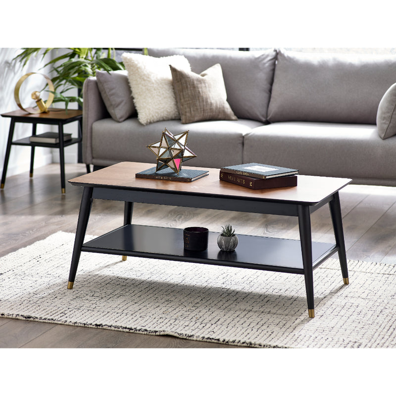 Findlay Coffee Table With Shelf 1.1m - Walnut & Black