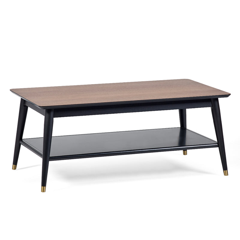 Findlay Coffee Table With Shelf 1.1m - Walnut & Black