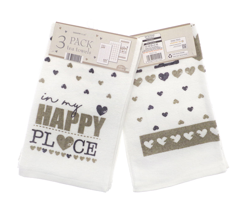 3pk Happy Place Tea Towels