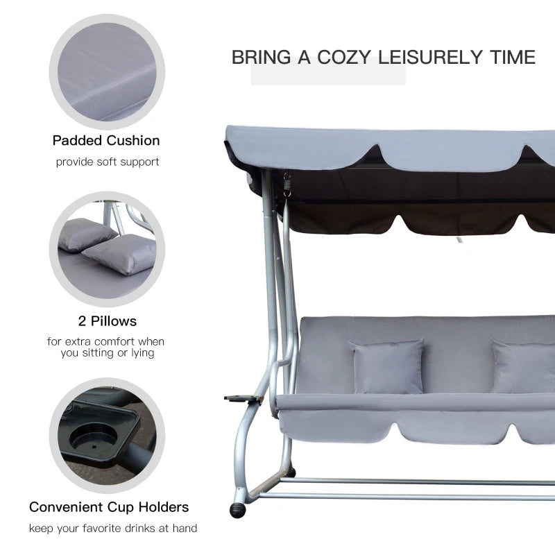 Outsunny Swing Seat 3 Seater - Grey