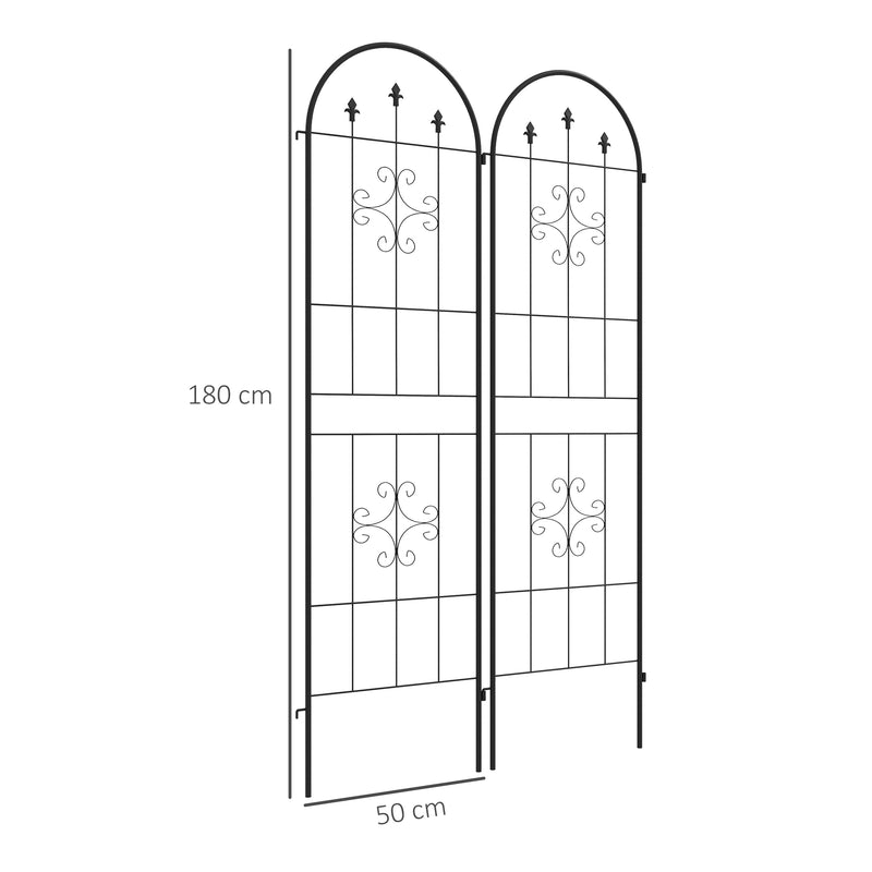 Outsunny Set of 2 Metal Trellis for Climbing Plants, Arrow Design