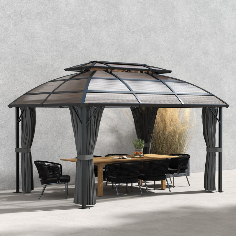 Outsunny 4 x 3(m) Polycarbonate Gazebo for Lawn, Yard, Patio, Deck