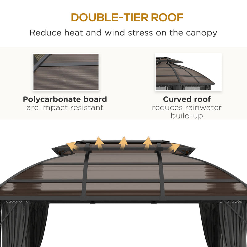 Outsunny 4 x 3(m) Polycarbonate Gazebo for Lawn, Yard, Patio, Deck