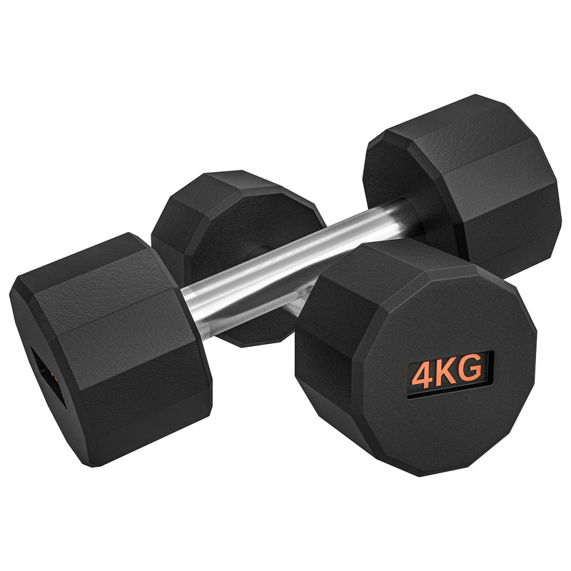 2 x 4kg SPORTNOW Dumbbells Weights Set with 12-Sided Shape and Non-Slip Grip