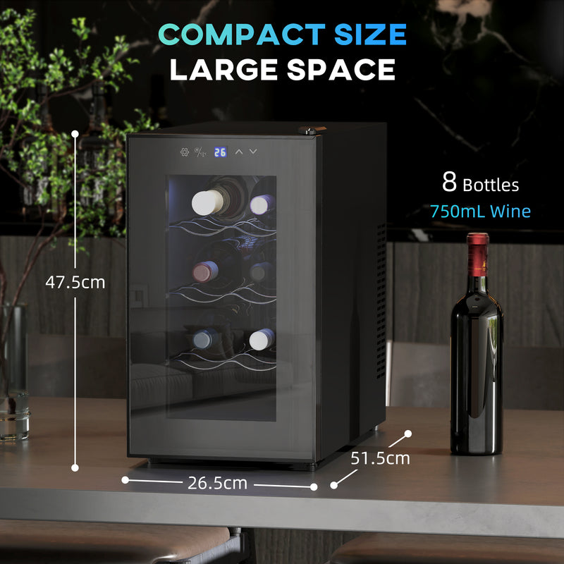 HOMCOM Freestanding Wine Cooler Fridge with 8 Bottle, 21 Litre Capacity