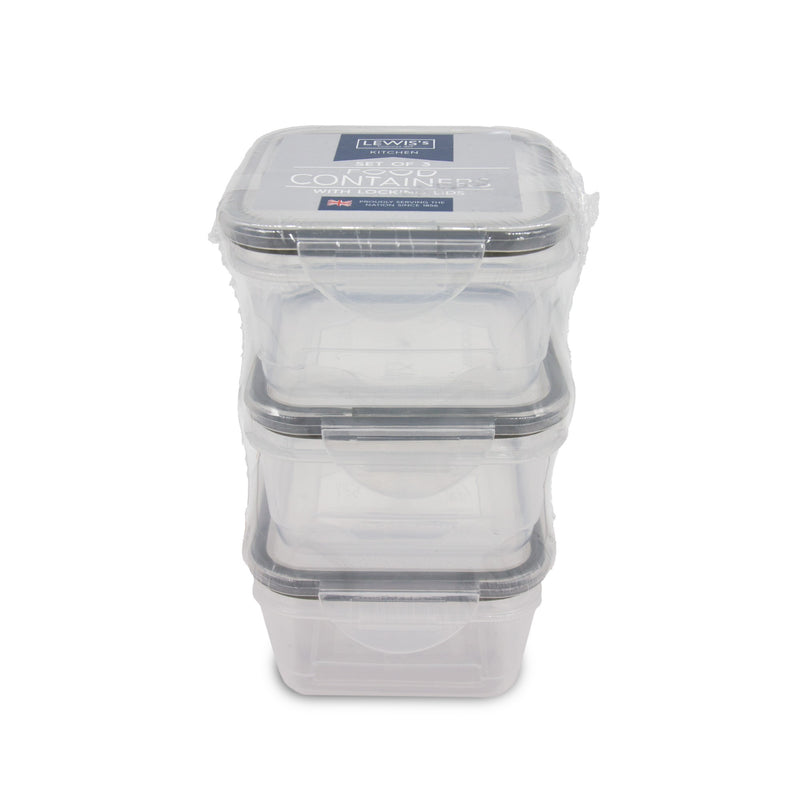 Lewis's 3pk Click Lock Food Container - 150ML