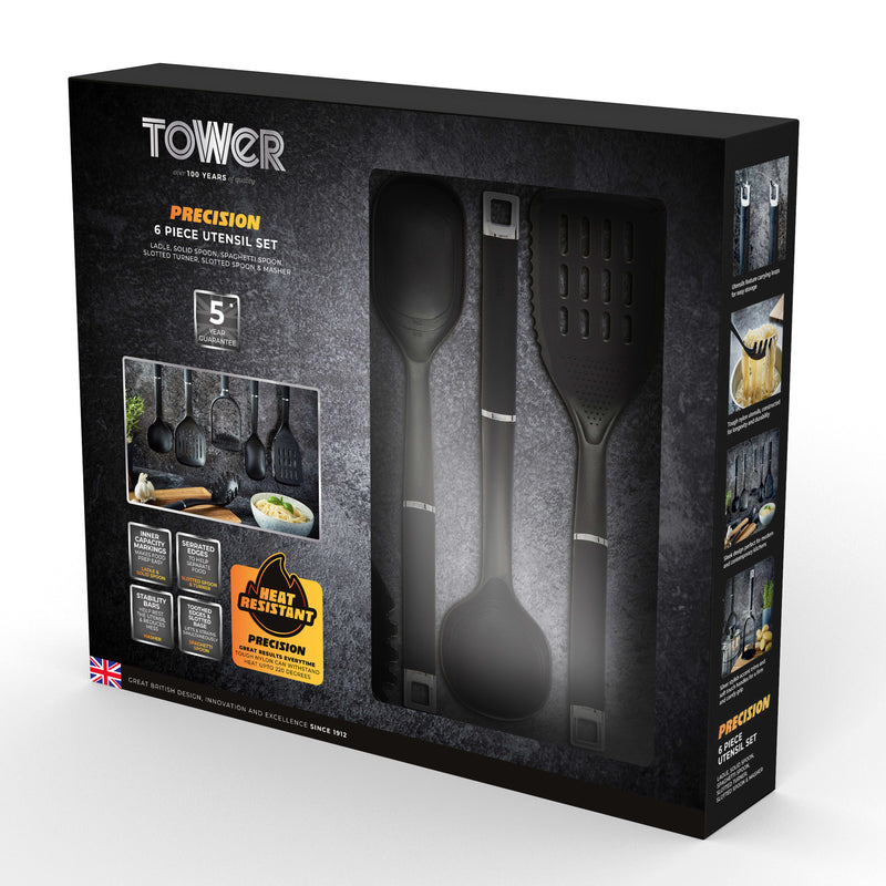 Tower Precision 6 Piece Utensil Set - Black