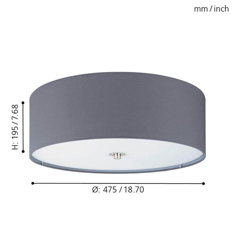 EGLO Pasteri Ceiling Light - Grey