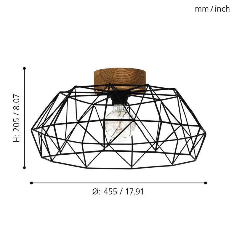 EGLO Padstow Geometric Ceiling Light - Black