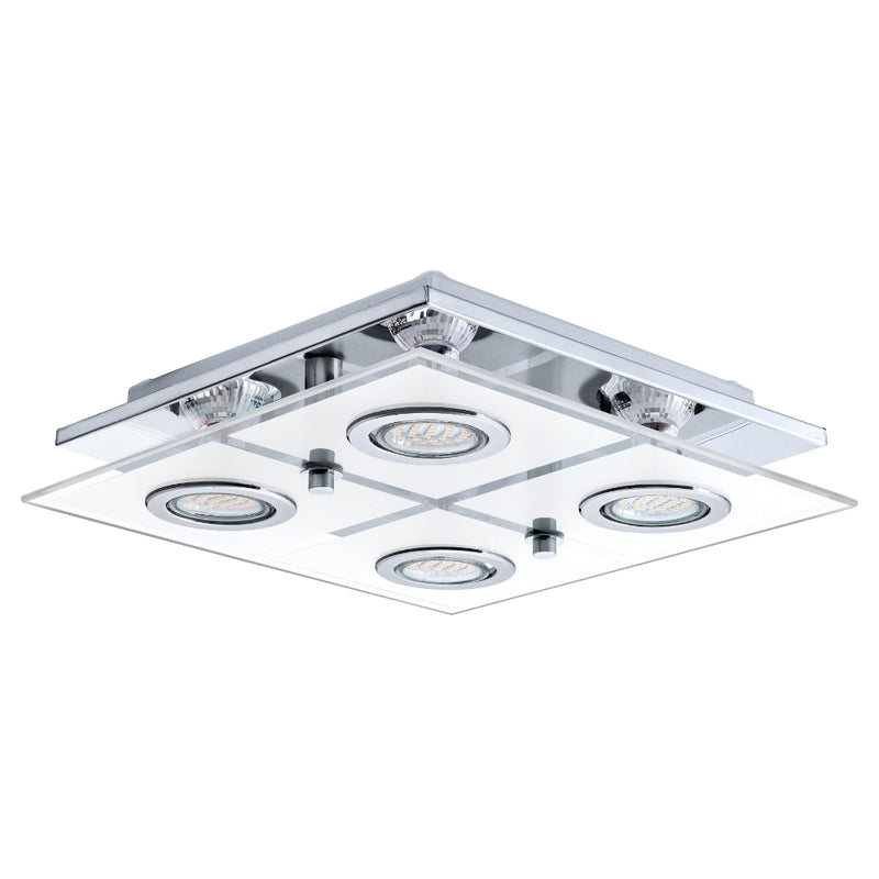 EGLO Cabo Ceiling Light with 4 LEDs 29x29cm - Chrome & Satin