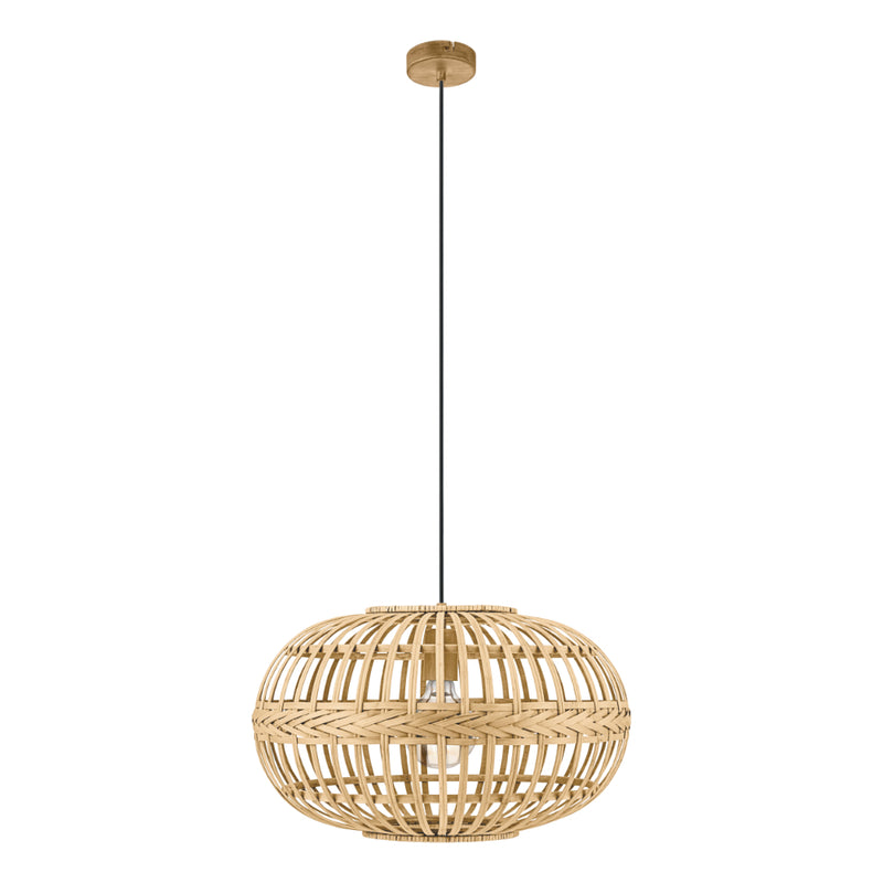 EGLO Amsfield Rattan Pendant Light Round - Brown