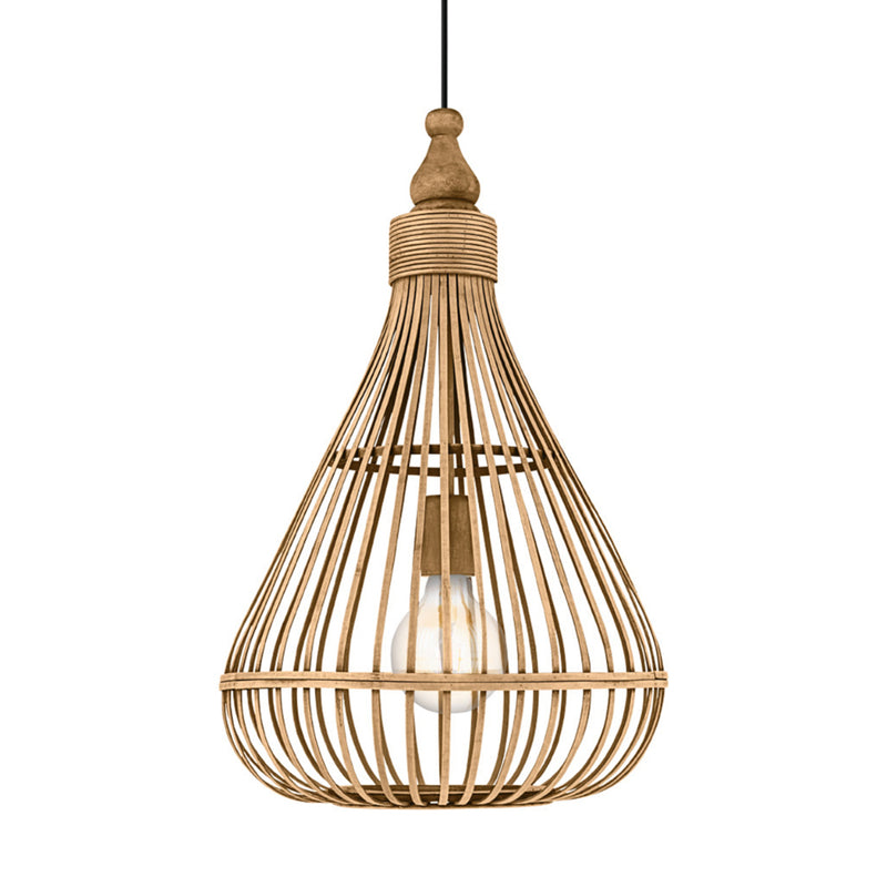 EGLO Amsfield Rattan Pendant Light Teardrop - Brown