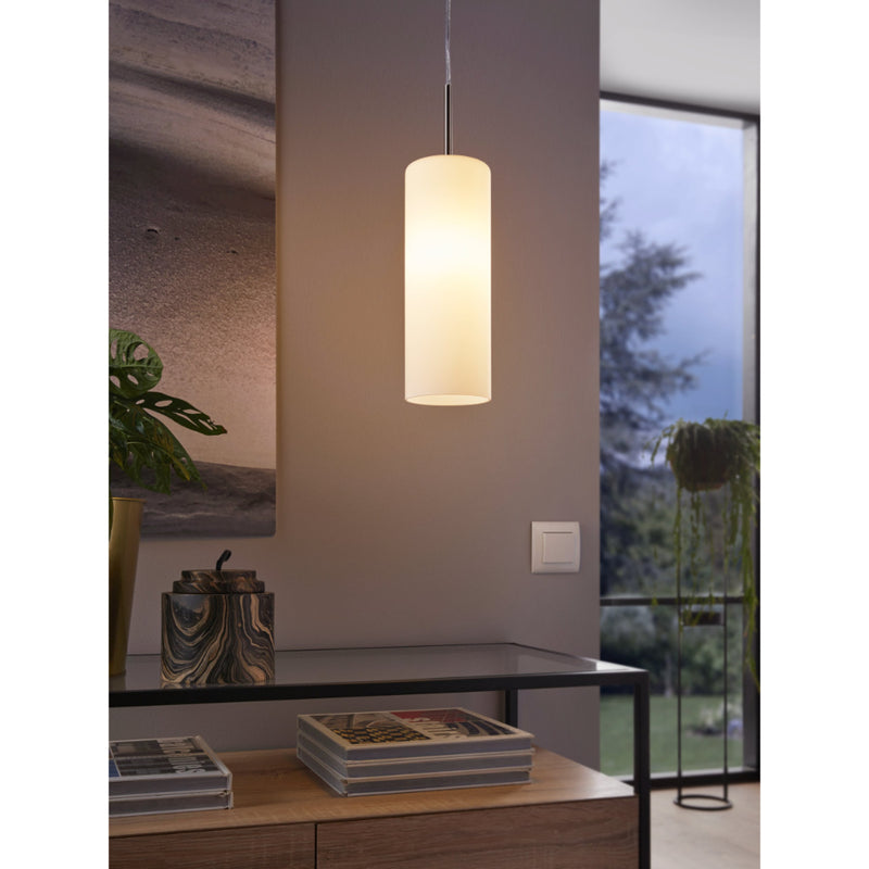 EGLO Troy Pendant Light - White & Matt Nickel