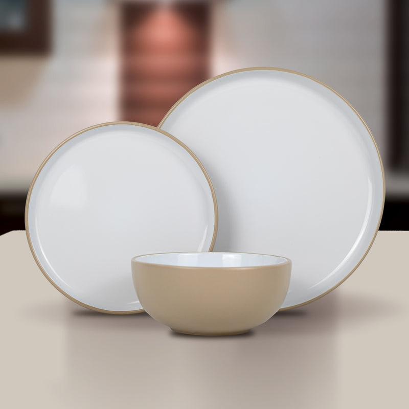 Lewis's 12 Piece 2 Tone Mushroom Dinner Set