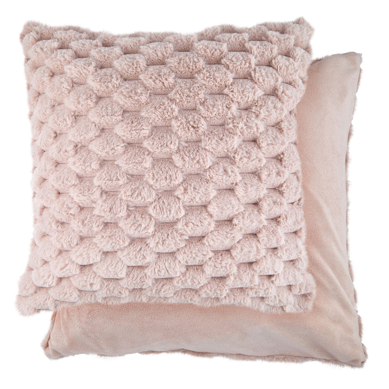 Lush Luxury Faux Rabbit Fur Cushion - Blush Pink