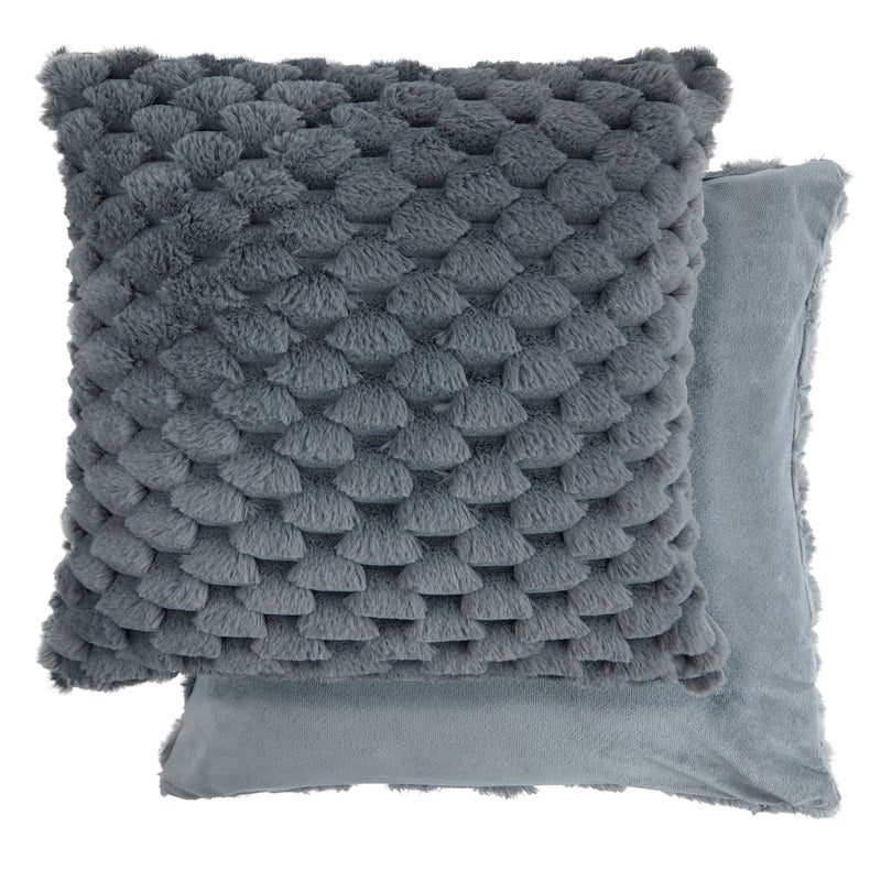 Lush Luxury Faux Rabbit Fur Cushion - Charcoal