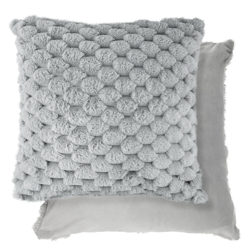 Lush Luxury Faux Rabbit Fur Cushion - Silver