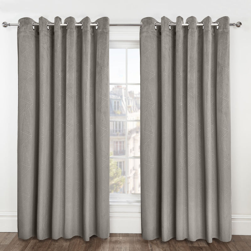 Midnight Velvet Cut Curtain - Stone