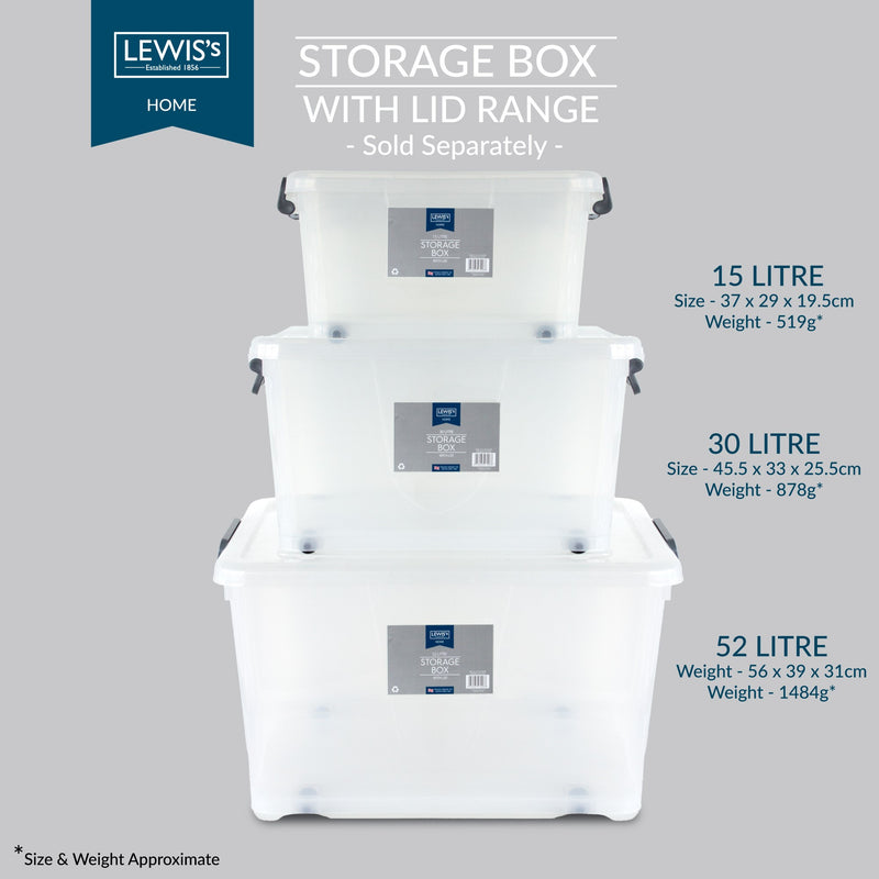 Lewis's Storage Box With Lid 52L