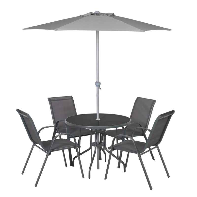 Bali Outdoor Dining Set with Parasol - Grey